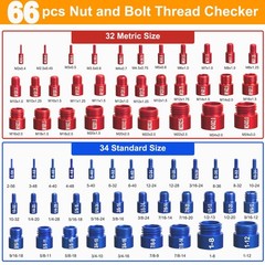 Comfylichi 66 Pcs Nut & Bolt Thread Checker – 34 Std & 32 Met, Detachable