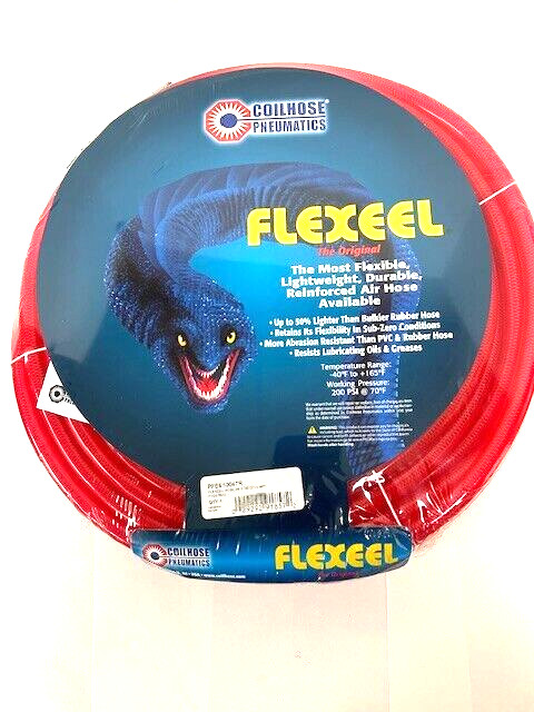 PFE61004TR 3/8″ X 100′ AIR HOSE FLEXEEL W/1/4″ MPT FITTINGS COILHOSE PNEUMATICS