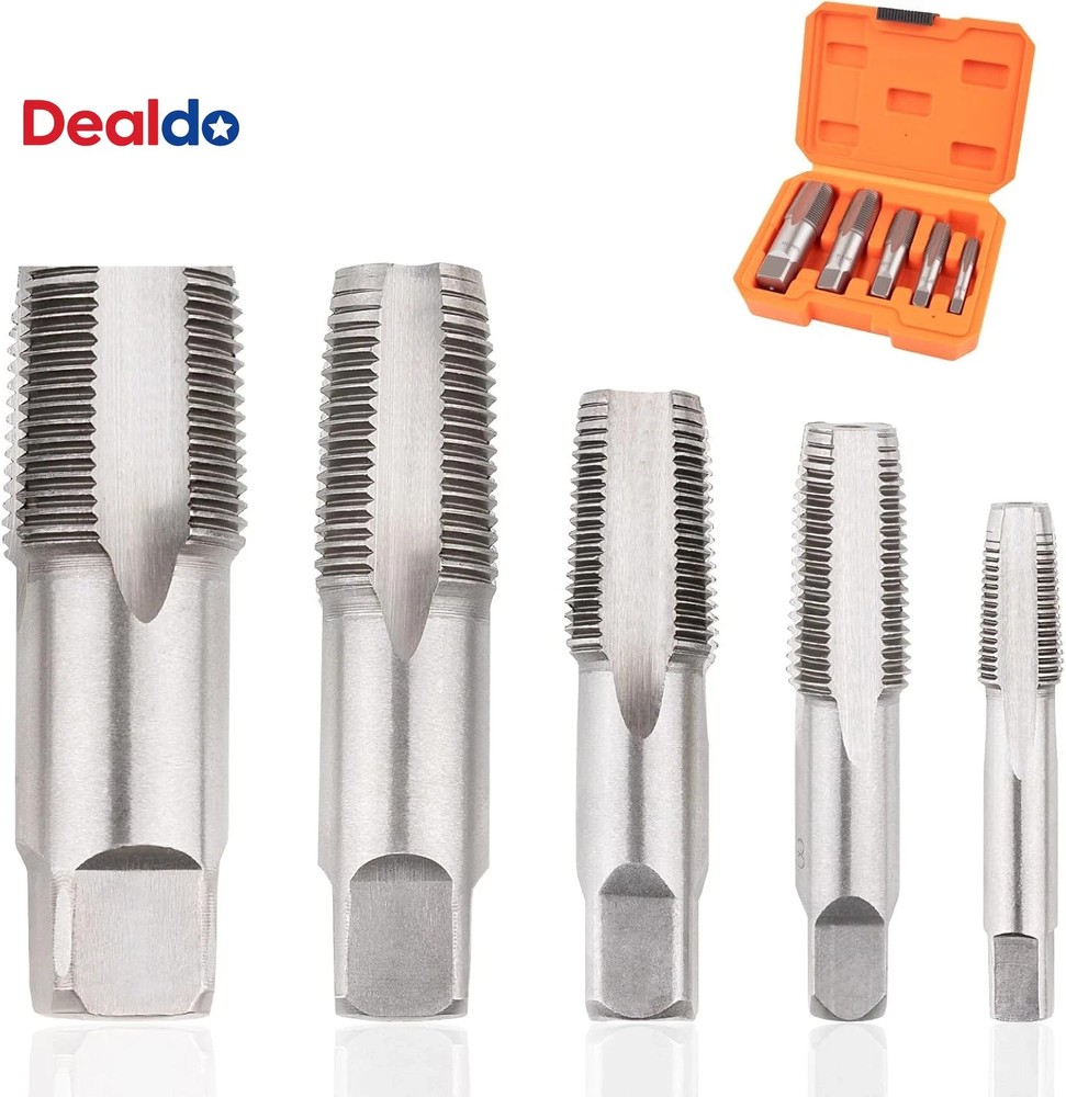 5-Piece NPT Pipe Tap Set, NPT Tap and Die Set with 1/8″, 1/4″, 3/8″, 1/2″ and 3/