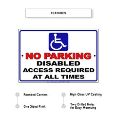 No Parking Disabled Access Required At All Times Novelty Aluminum Metal Sign
