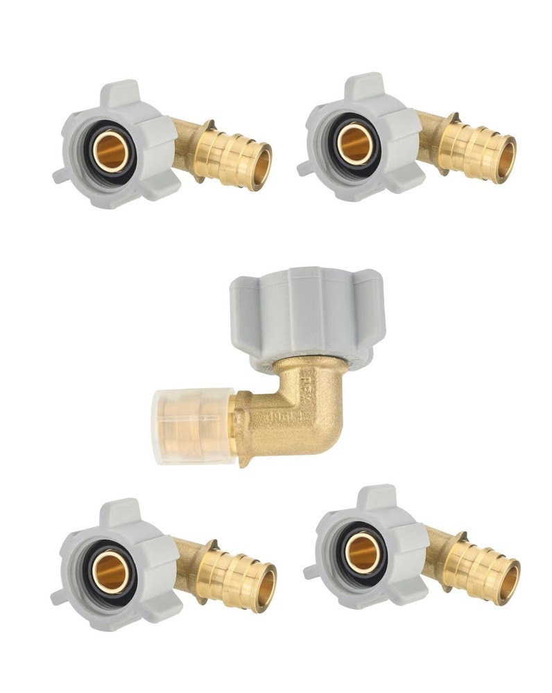 5 PCS EFIELD Pex-A Expansion Brass Fittings 1/2″ Female Swivel Elbow , No Lead