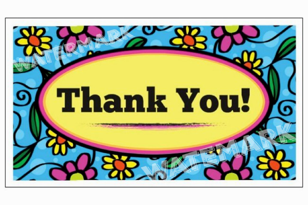 Business Cards Thank You Business Cards, Tags Blue Yellow Flowers 3.5×2″