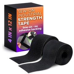 4 Inch Hook and Loop Tape Black (4″x12″) – Non Adhesive Strips for Quick & Ea…