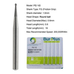 Dental Carbide Burs Round Diamond Bur FG 2 4 5 6 8 High Speed 801/023 801/016