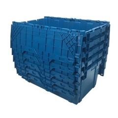 UBMOVE Storage and Packing Plastic Tote Crate Attached Lid Flip Top, 27″x16.9″x1