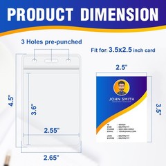 10Pack Vertical ID Badge Holder – Extra Thick Clear Vertical, 10 Packs