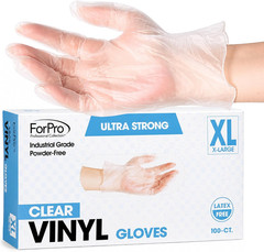 Forpro Disposable Vinyl Gloves, Industrial Grade, Powder & Latex Free, Non-Steri