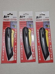 3x New Ait Pocket Cutter Safety Trigger Activated Box Cutter Auto Retract Clip