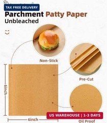 Katbite 300Pcs 6×6 Inches Patty Paper, Burger Patty Paper, Unbleached Parchment