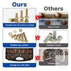 1020PCS Grade 8.8 Metric Bolt Assortment Kit -M4 M5 M6 M8 Heavy Duty Hex Bolts