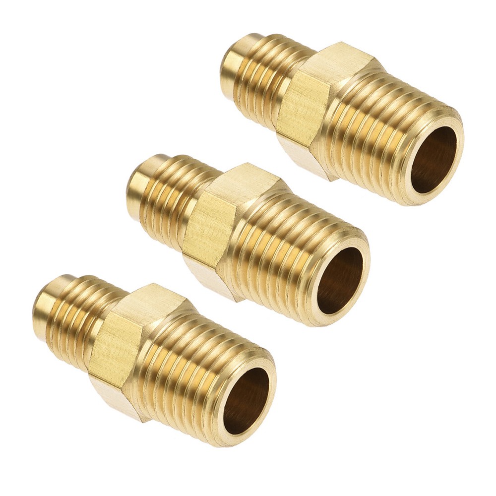 3pcs Brass Pipe fitting 1/4 SAE Flare to 1/4NPT Male Thread Hose Connector