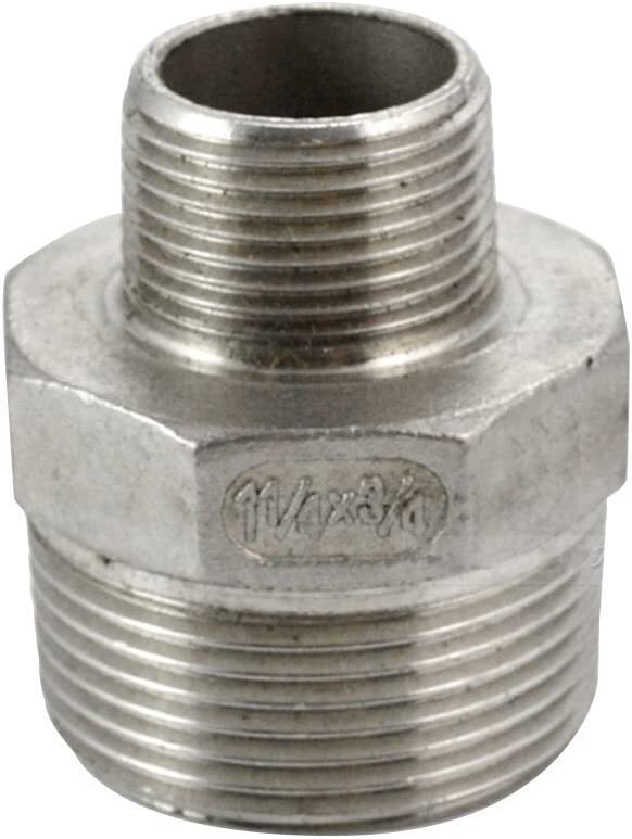 1-1/4″ Male to 3/4″ male NPT Hex Nipple Pipe Fitting Reducer Adapter Stainless