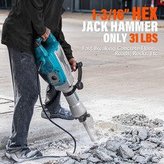 1700W 30-Pound Demolition Jack Hammer with 1-3/16″ Hex, 14-Amp Corded Electric H