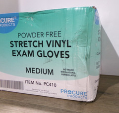 Case of 1000 ProCure Stretch Vinyl Exam Gloves, Powder Free, Medium, New S3