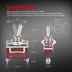Heavy Duty Red Aircraft Toggle Switch w/ Safety Guard, 20A 12V/120V SPST Auto