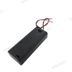 2 Slot AAA Battery Holder Case Box Leads ON/OFF Switch Cover Container 1.5v