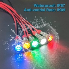 Blue LED Indicator Light Waterproof Wide Flat Head Indicator Light 12V 24V DC