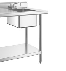 24″W x 60″L Stainless Steel Commercial Restaurant Work Table with Sink on Right