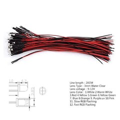 5/10Pcs New 3mm 5mm Pre Wired LED DC9-12V Lights Emitting Diodes