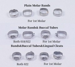 Dental 1st Molar Bands Roth 022 Plain Band Buccal Tube U1L1 Lingual Cleats 29-43