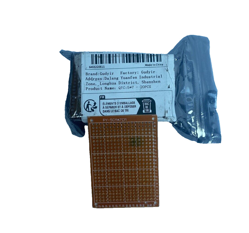 Pack of 20 5cm x 7cm (2.8inch) PCB Prototyping Perf Boards Breadboards DIY US