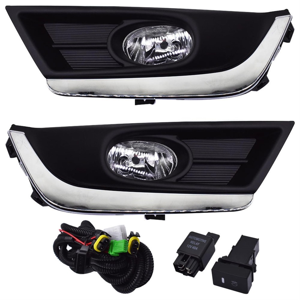 Fog Light Assembly Chrome Bezel Left Right CR-V 2017-2018 w Bulbs Wiring