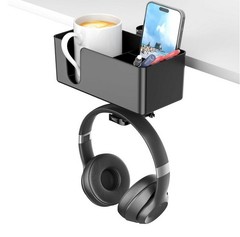 4-in-1 Desk Organizer with Cup Holder, Headphone Hanger & Pen Storage – Clamp-On