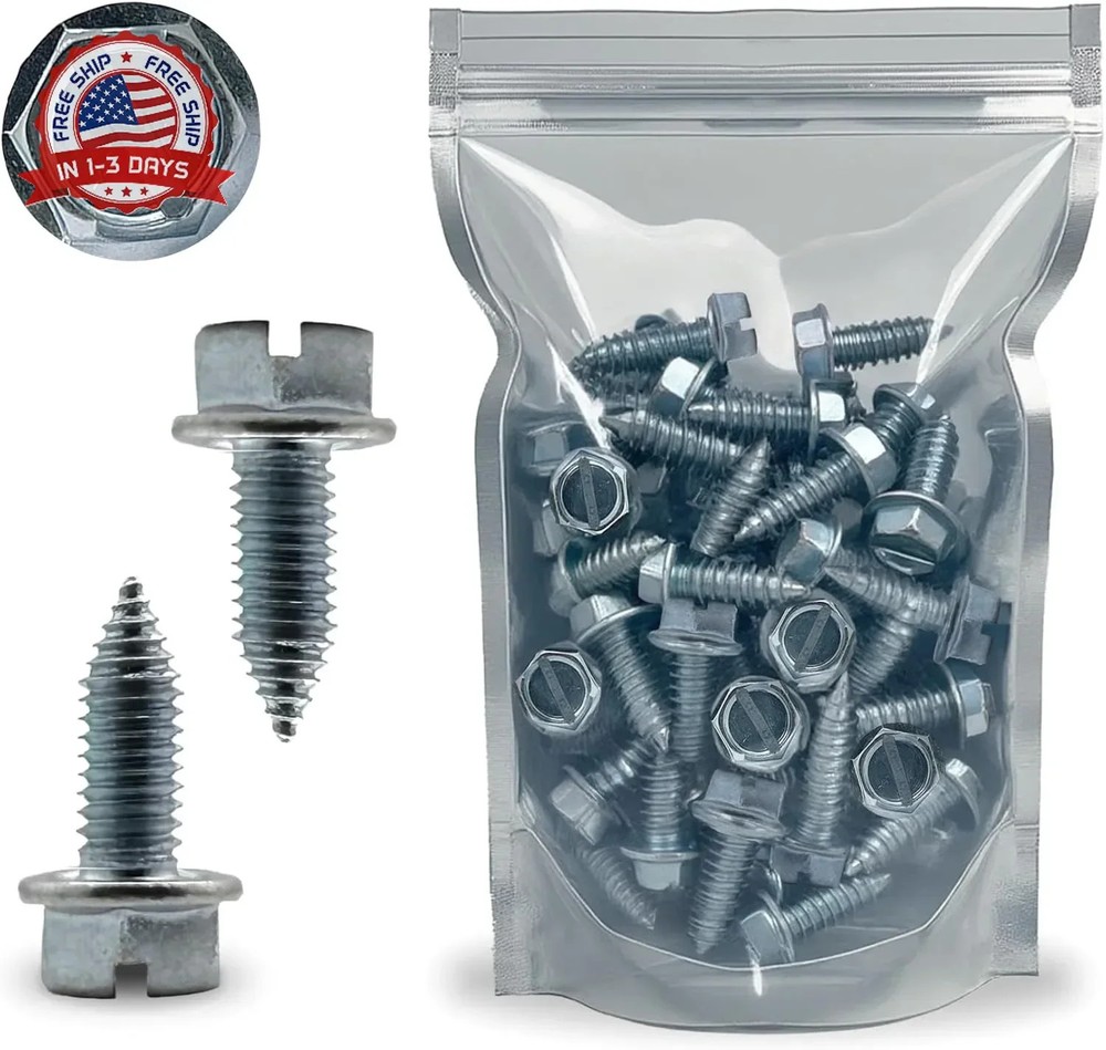 License Plate Screws – Slotted Hex Head – Metric – 6mm x 16mm – For Vehicles (10