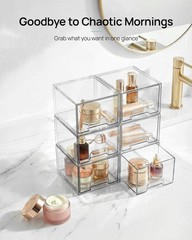 Stackable Plastic Storage Drawers Acrylic Makeup Organizer Bathroom Vanity Bins