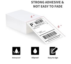 4″x6″ Fanfold Direct Thermal Shipping Labels for Zebra and Rollo 500 PCS