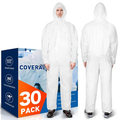 30 Pack Disposable Protective Coveralls, Heavy Duty Full Body Painters Suit for