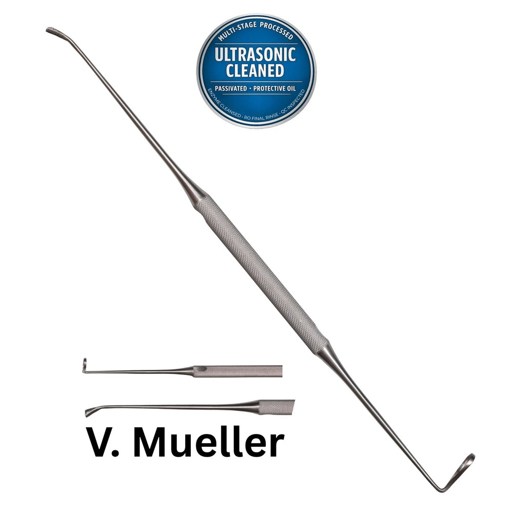 V Mueller RH3593 Coakley Sinus Curette, Angled, Double-Ended, 9-1/4in