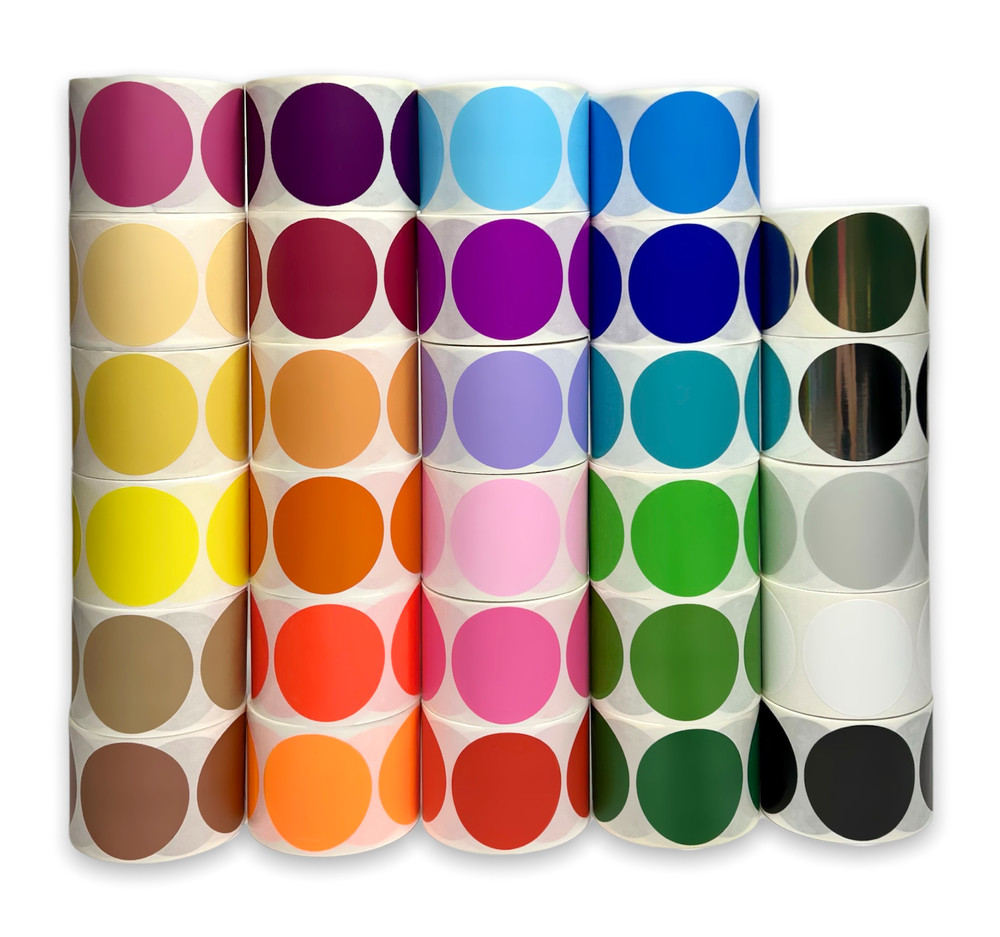 1.5″ Round Color Coded Inventory Coding Adhesive Dots 500/Roll (Choose Color)