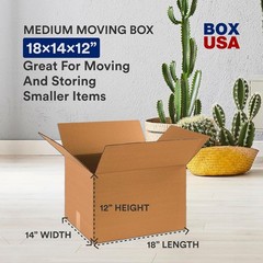 BOX USA Moving Boxes Medium 18″L x 14″W x 12″H 10-Pack | Corrugated Cardboard Bo