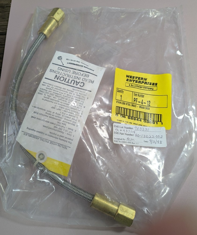 Western Ent. PF-4-12 Stainless Steel Braid Female Flexible Pigtail 12”L 1/4”