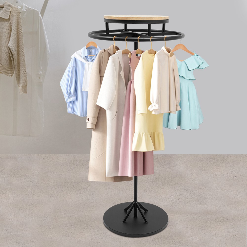 Round Clothing Display Rack Floor-standing Garment Hanging Rack 23.6*55.1inch US