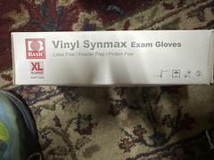 Two (2) Boxes XL Basic Vinyl Synmax Exam Gloves