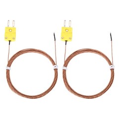 2pcs K Type Thermocouple, -50C~482C(-58F~899.6F) 0.255mm OD 3 Meter Long