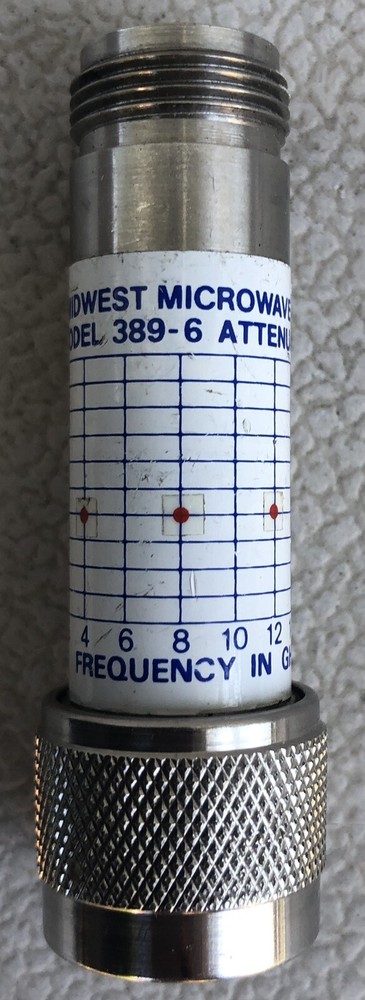 Midwest Microwave Attenuator 6db N Type Model Number 389-6 DC-18GHz