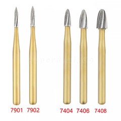 Dental Bur Trimming & Finishing Gold Carbide Burs FG 7901 /7902 /7406 /7408 ns