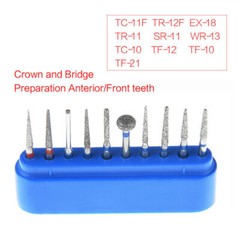 10PCS AZDENT Dental Diamond Burs Set FG Polishing Kit for High Speed handpiece