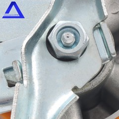 4″ Side Brake Polyurethane Plate Casters, 3200 Pounds, Silver + Qrange, 4 Pieces