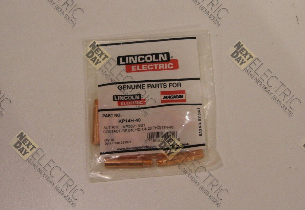 Lincoln, KP14H-40, KP2021-6B1, Mig Welding Torch Tip Magnum 1/4-28 10 Pack