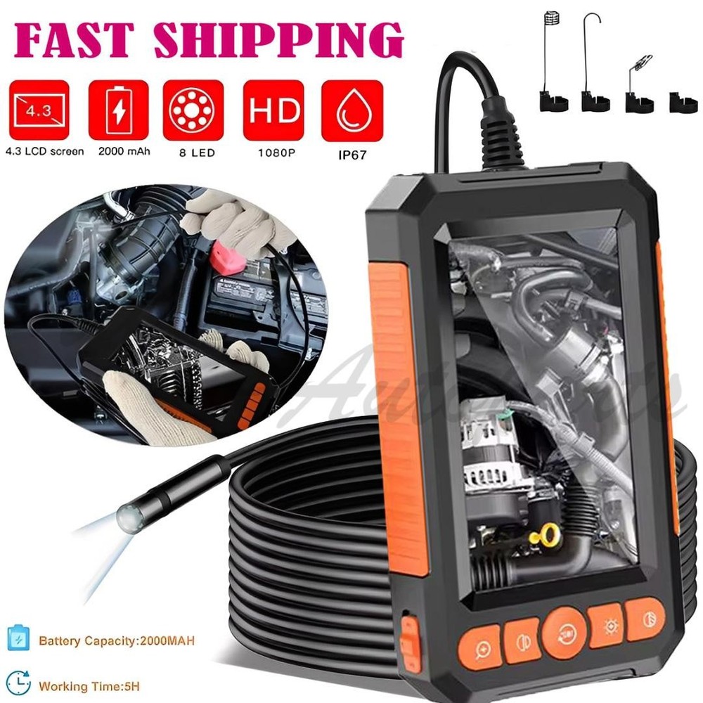 5M Endoscope Camera with Light, 4.3′ IPS Screen 1080P HD Inspection Camera LED