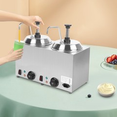 1600W 2L Stainless Steel Hot Fudge Warmer Cheese Sauce Warmer Dispenser w/2 Pump