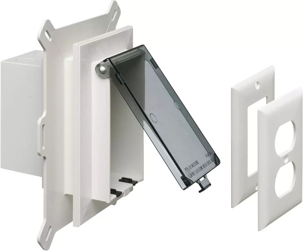 Arlington DBVS1C-1 Low Profile in BOX Recessed Outlet Box Wall Plate Kit for New