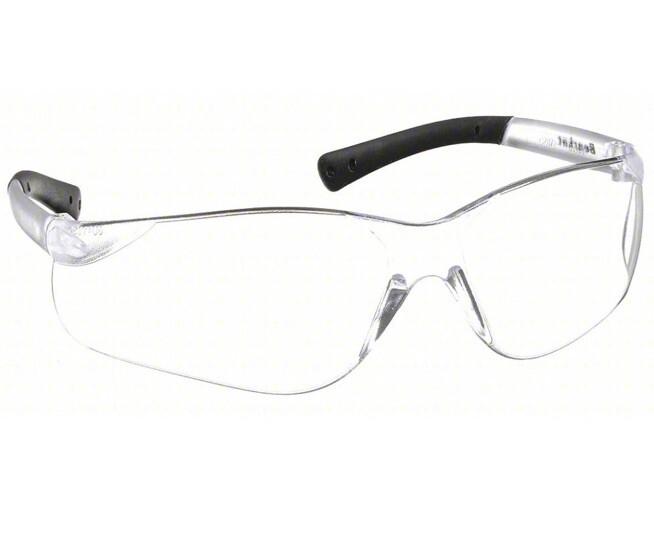 6 X MCR SAFETY Safety Glasses: Anti-Scratch Wraparound Frameless Black/Clear X6