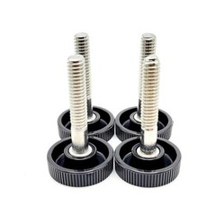 1/4″-20 x 1 1/2″ Knurled Thumb Screw Bolts Stainless Steel Black Round Knob