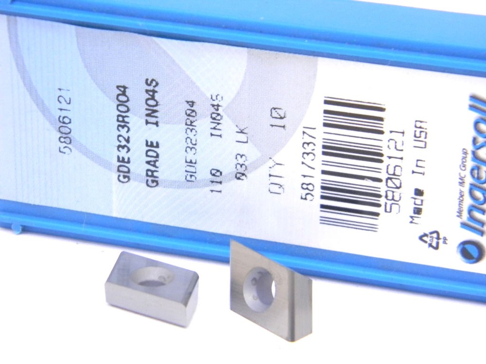NEW SUPRLUS 10PCS. INGERSOLL GDE 323 R004 GRADE: IN04S CARBIDE INSERTS