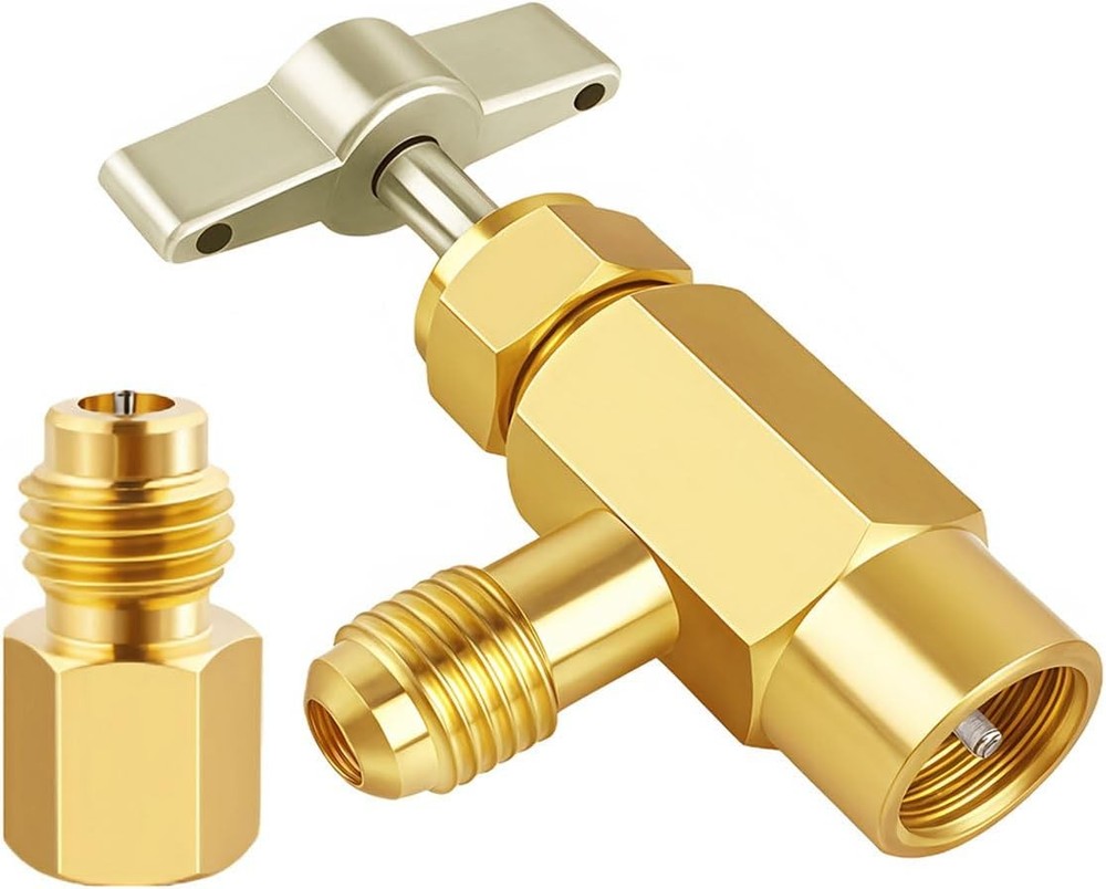Self-Sealing Can Tap with Tank Adapter, 1/2″ to 1/4″ SAE Refrigerant Dispenser T